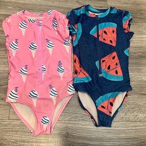 Tea Collection 6 Pink and Blue Ice Cream and Watermelon Swimsuits zipper